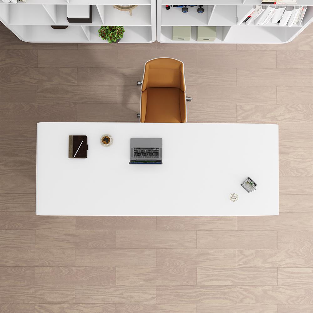 71" Modern White Computer Desk Rectangular Executive Desk with Abstract Base