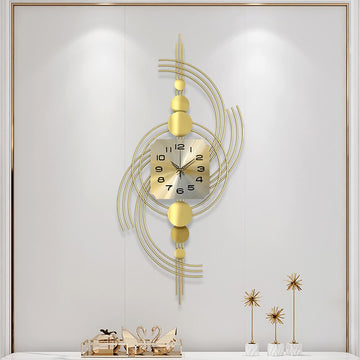 3D Modern Metal Oversized Wall Clock with Golden Geometric Frame