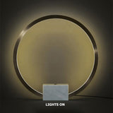 Postmodern LED Circle Table Lamp in Gold with White Marble Base