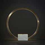Postmodern LED Circle Table Lamp in Gold with White Marble Base