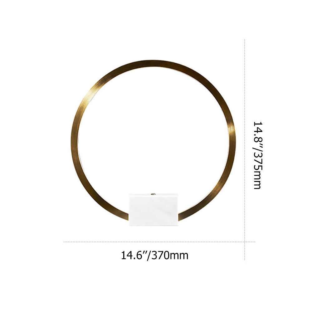 Postmodern LED Circle Table Lamp in Gold with White Marble Base