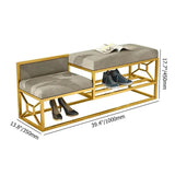 39.4" Gray Shoe Storage Bench Entryway Bench Velvet Upholstered with Metal Frame