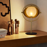 Postmodern Glass Globe Table Lamp 1-Light with Rotatable Shade in Gold for Bedroom