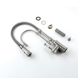 High Arc Dual-Mode Pull-Down Kitchen Faucet Solid Brass with Porcelain Handle