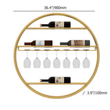 Modern Metal Gold Round Wine Rack Wall Mounted Wine Rack Glass Rack