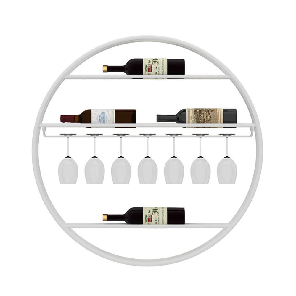 Modern Metal Gold Round Wine Rack Wall Mounted Wine Rack Glass Rack