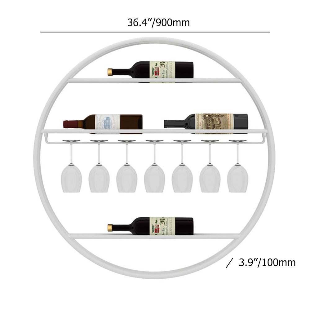 Modern Metal Gold Round Wine Rack Wall Mounted Wine Rack Glass Rack