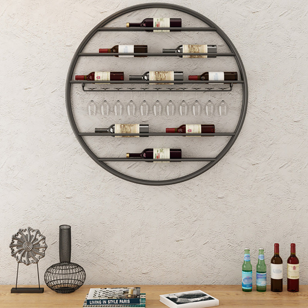 Modern Metal Gold Round Wine Rack Wall Mounted Wine Rack Glass Rack