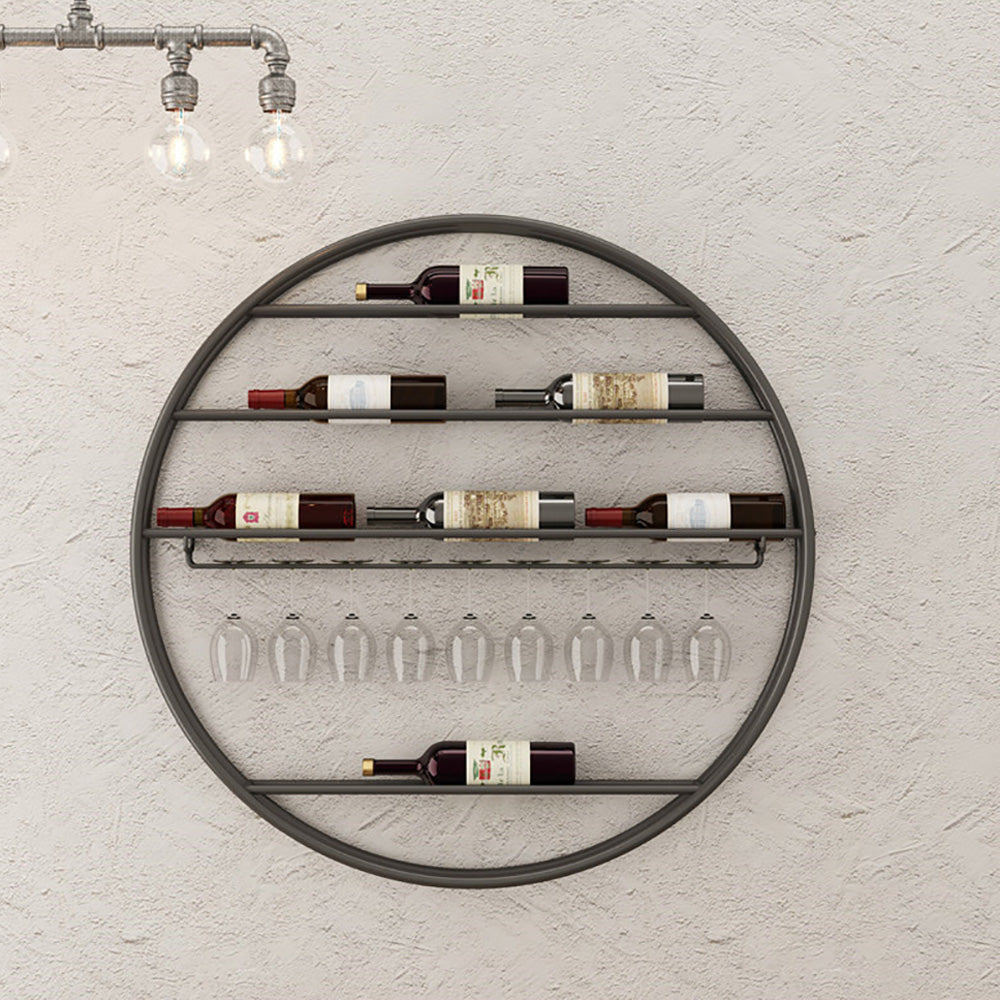 Modern Metal Gold Round Wine Rack Wall Mounted Wine Rack Glass Rack