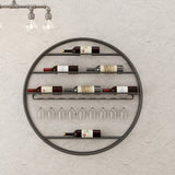 Modern Metal Gold Round Wine Rack Wall Mounted Wine Rack Glass Rack