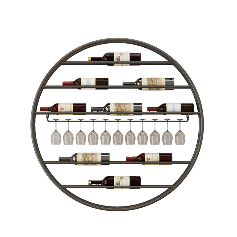 Modern Metal Gold Round Wine Rack Wall Mounted Wine Rack Glass Rack