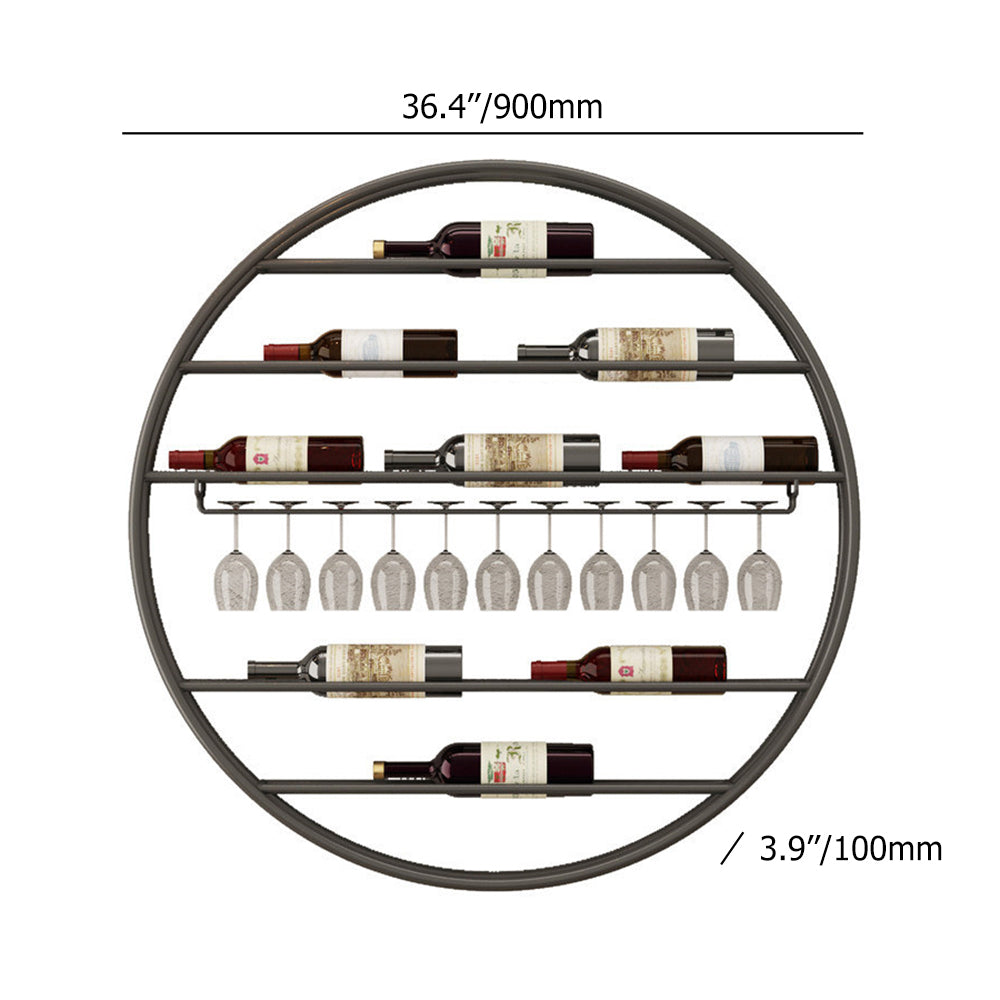Modern Metal Gold Round Wine Rack Wall Mounted Wine Rack Glass Rack