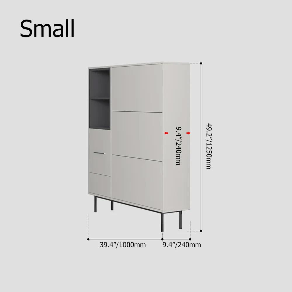 55.1" Nordic Light Gray Shoe Cabinet Rectangle with Turnover Doors in Large