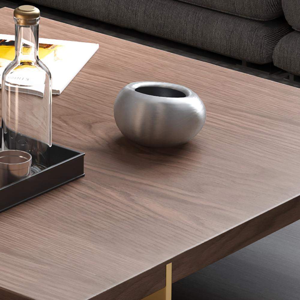 Industrial Black & Walnut Square Pedestal Coffee Table Solid Wood Accent Table-Richsoul-Coffee Tables,Furniture,Living Room Furniture