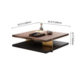Industrial Black & Walnut Square Pedestal Coffee Table Solid Wood Accent Table-Richsoul-Coffee Tables,Furniture,Living Room Furniture