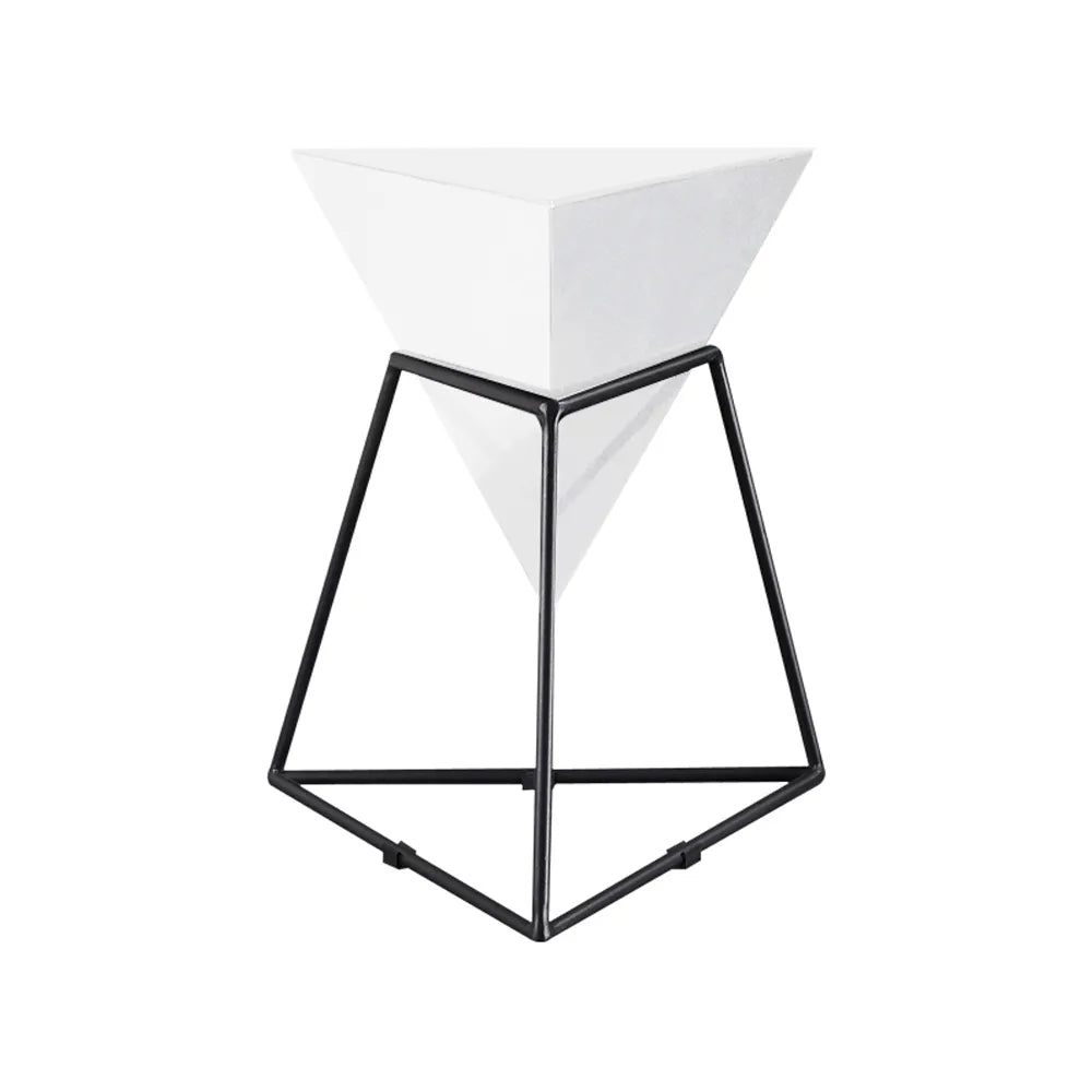 Modern Black Geometric Wood End Table Accent Side Table
