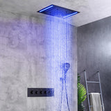 Ceiling Mounted 20" Thermostatic Black Shower System Rainfall 4 Functions