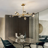 Modern Brass Sputnik Crystal Chandelier 9-Light for Living Room & Dining Room