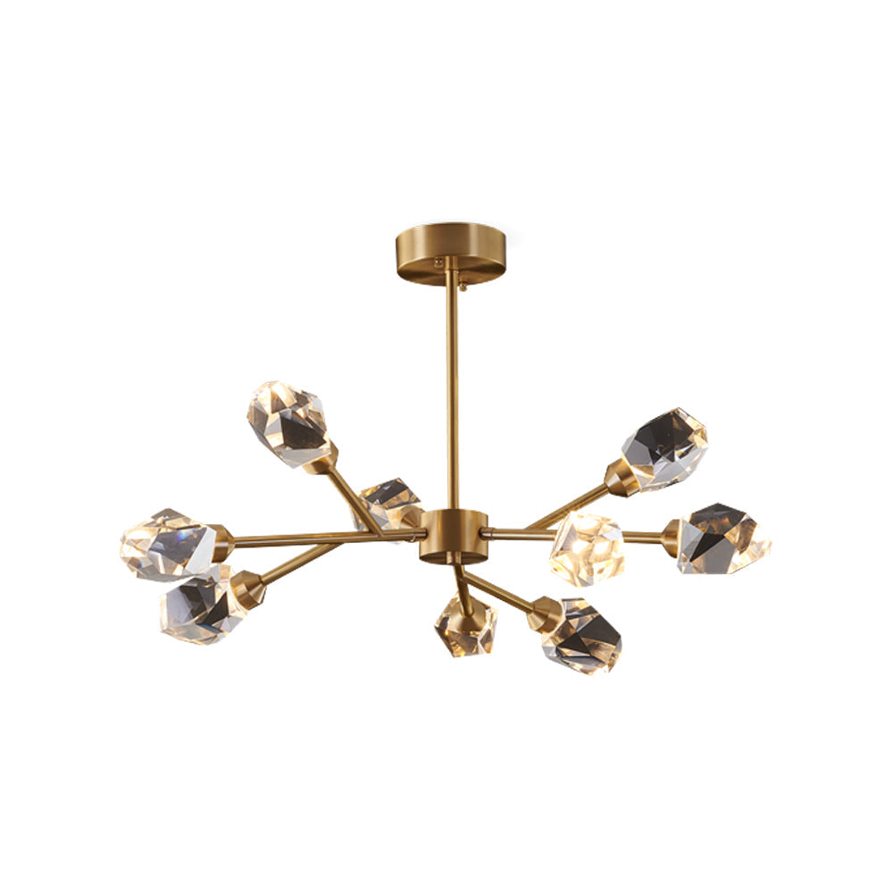Modern Brass Sputnik Crystal Chandelier 9-Light for Living Room & Dining Room