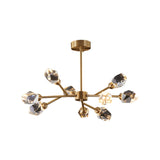 Modern Brass Sputnik Crystal Chandelier 9-Light for Living Room & Dining Room