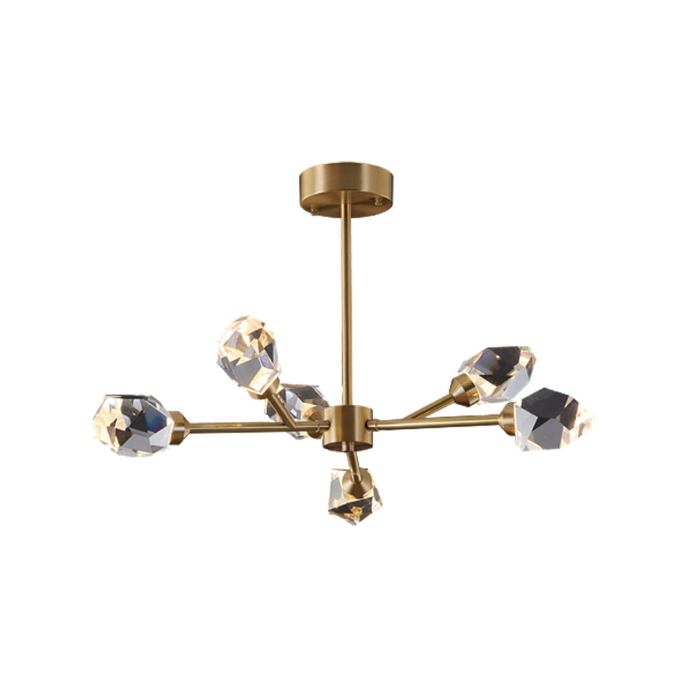 Modern Brass Sputnik Crystal Chandelier 9-Light for Living Room & Dining Room