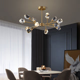 Modern Brass Sputnik Crystal Chandelier 9-Light for Living Room & Dining Room