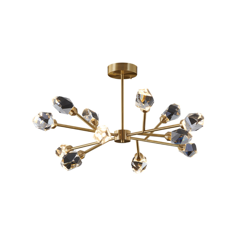 Modern Brass Sputnik Crystal Chandelier 9-Light for Living Room & Dining Room