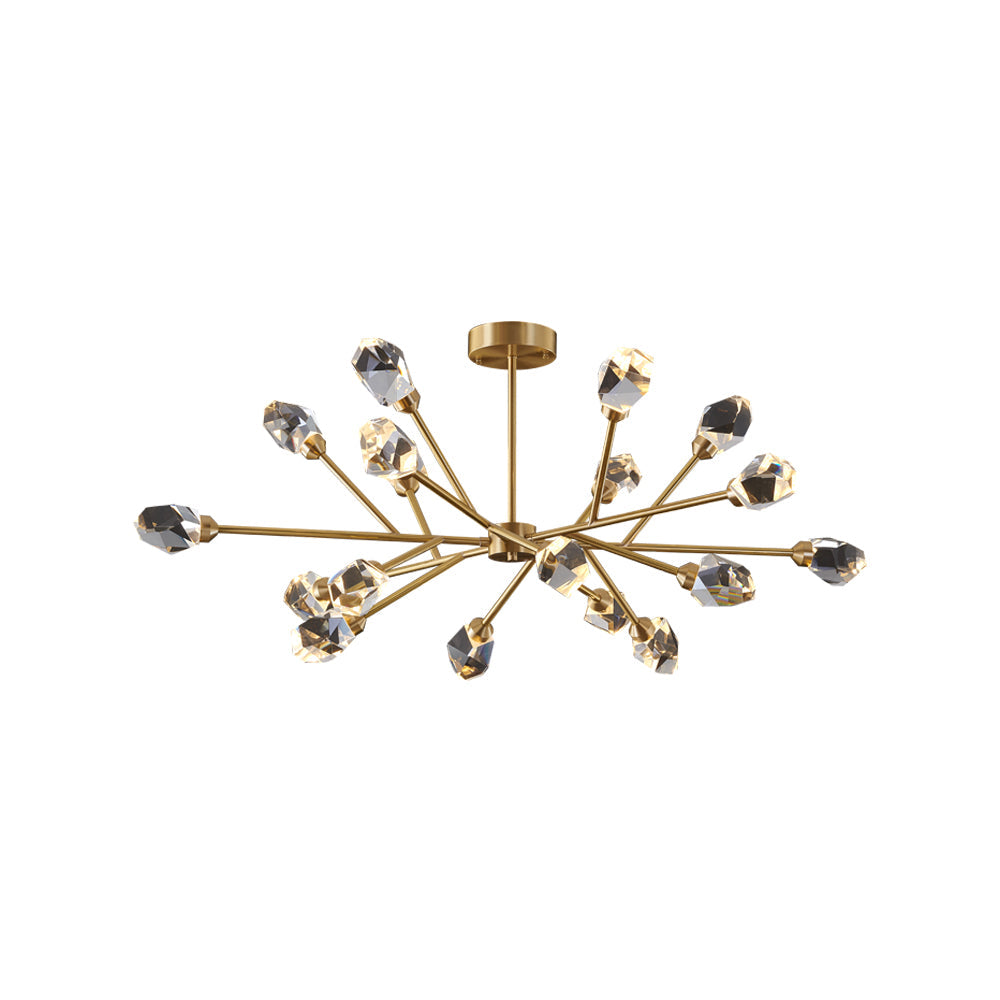 Modern Brass Sputnik Crystal Chandelier 9-Light for Living Room & Dining Room