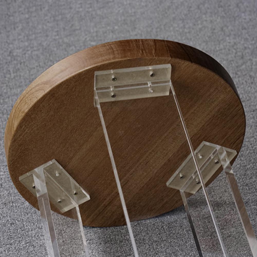 2 Piece Mid Century Modern Pine Wood & Acrylic Round Coffee Table Set in Natural