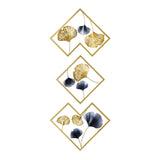 3 Pieces Ginkgo Leaves Wall Decor in Metal with Geometric Frame
