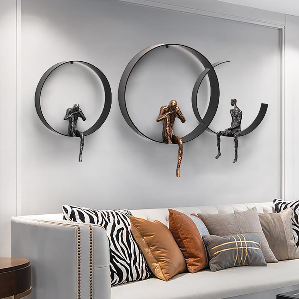 Modern 3D Artistic Figure Metal and Resin Wall Decor in Black