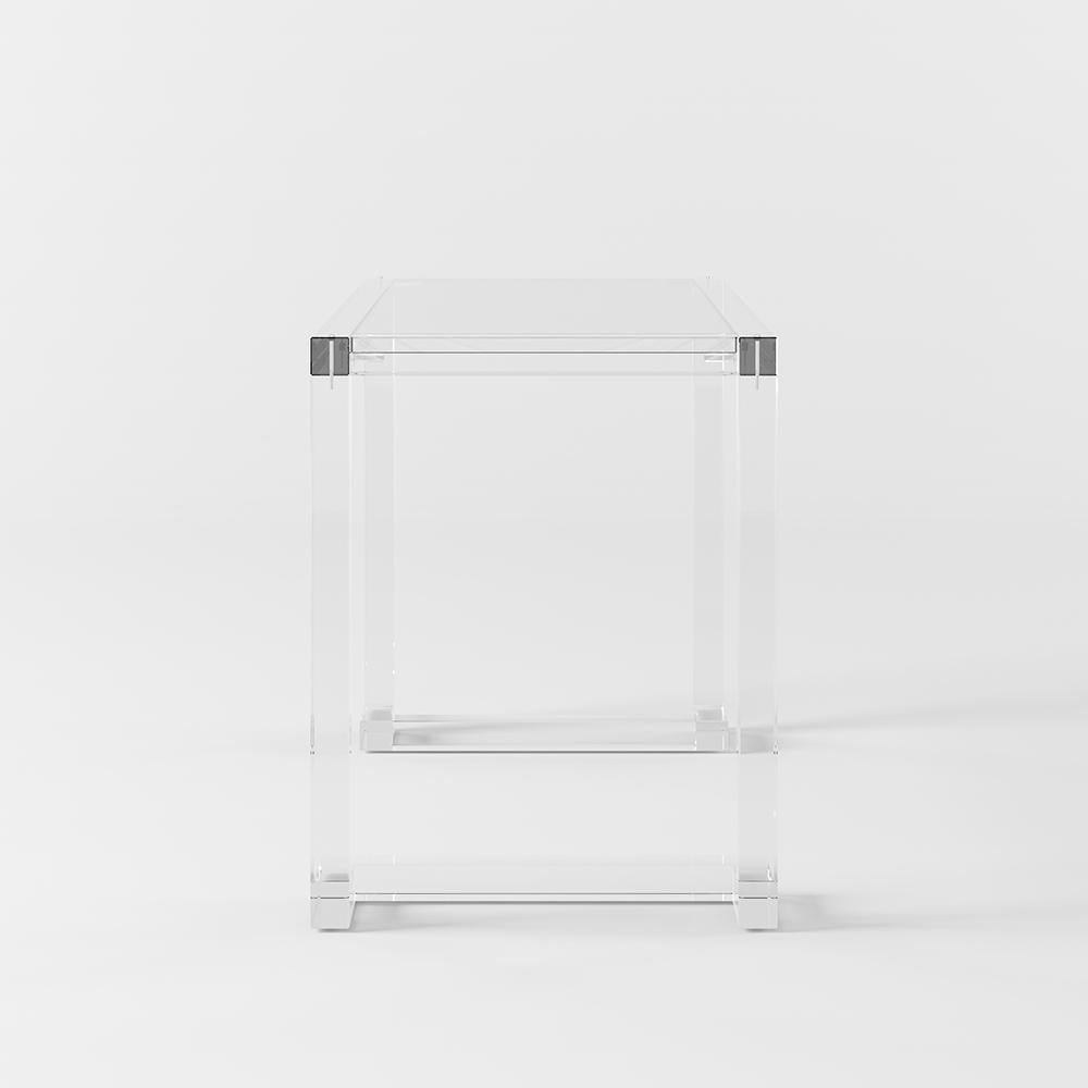 Savea 47.2" Modern Rectangular Clear Tempered Glass Office Writing Desk