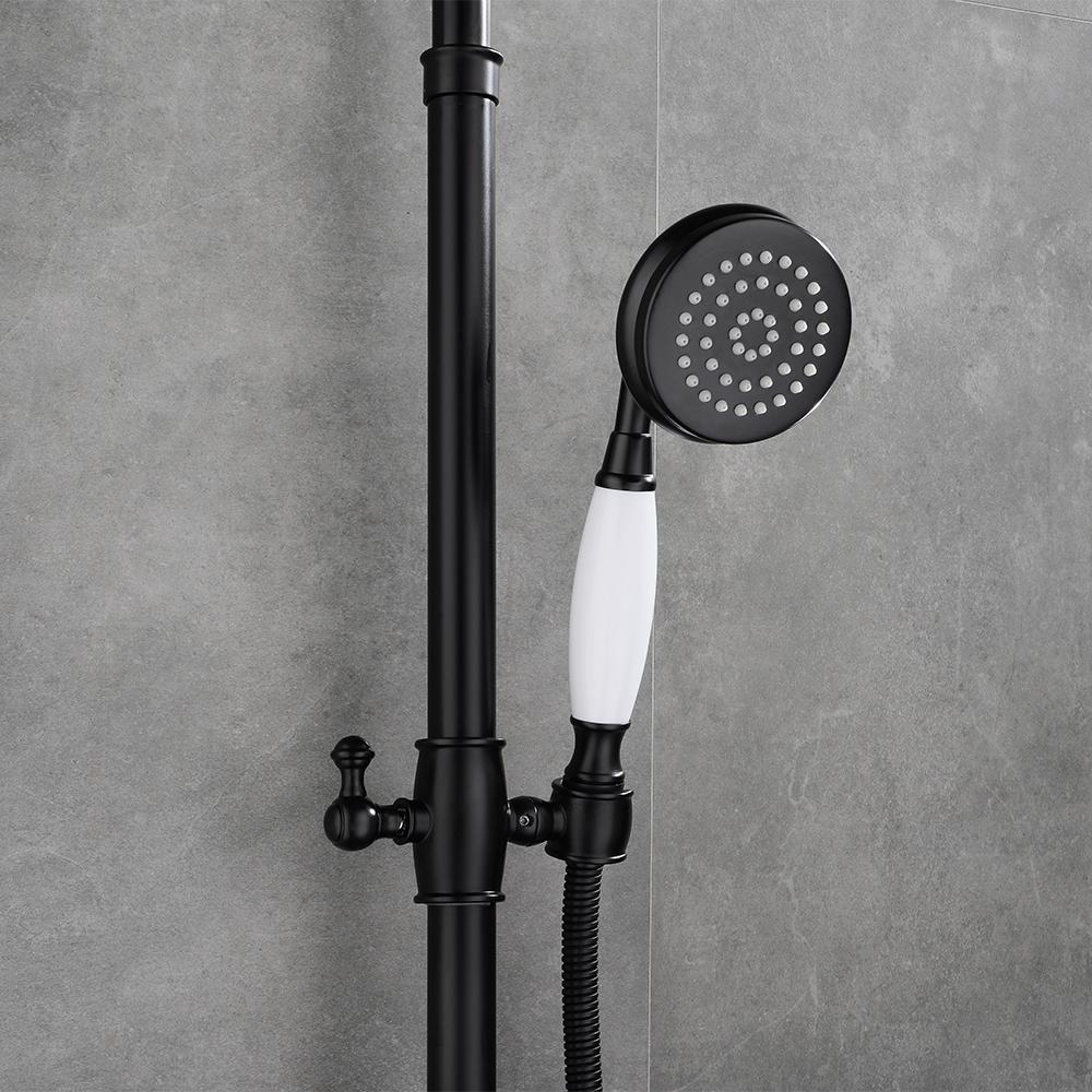 Industrial Style Wall-Mounted Shower System 2-function in Black