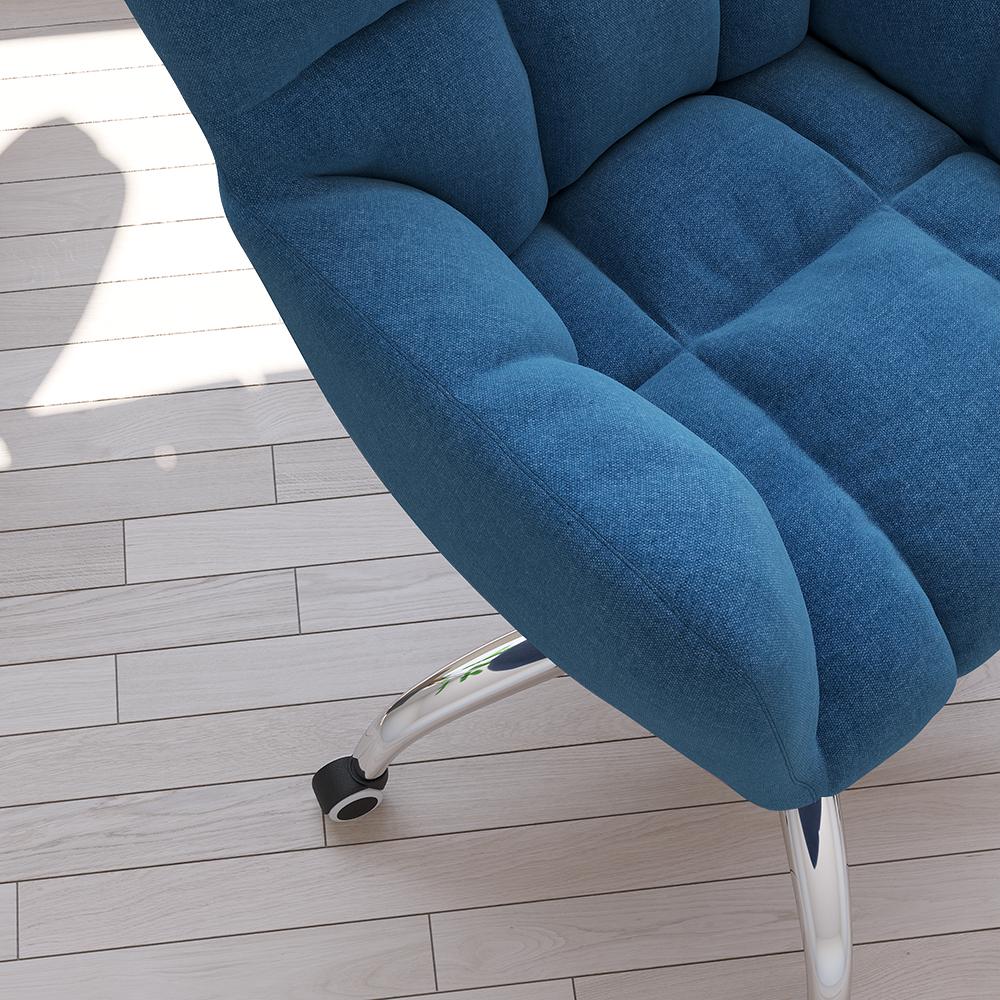 Modern Office Chair Upholstered Cotton & Linen Swivel Task Chair Height Adjustable