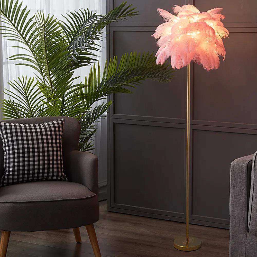 Pink Feather Gold Floor Lamp Unique Tree Standing Lamp
