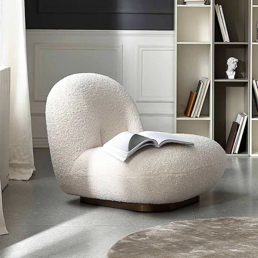 OffWhite Boucle Floor Sofa Lounge Chair Soft Cushion Single Sleeper