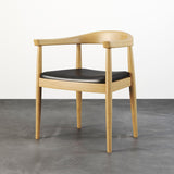 Modern Curved Back Dining Chair Upholstered Leather Walnut Wooden Armchair