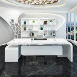 L-shaped Modern Executive Desk with Ample Storages Right Hand in White