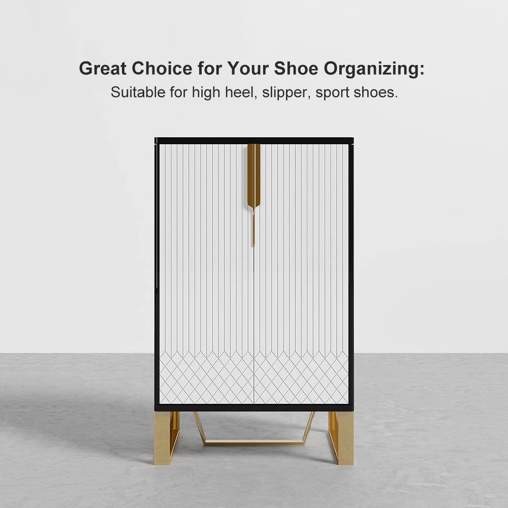 Aro Black Shoe Storage 18 Pairs Shoes Cabinet in Gold