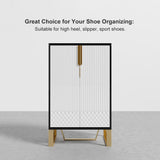 Aro Black Shoe Storage 18 Pairs Shoes Cabinet in Gold