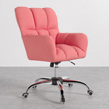 Modern Office Chair Upholstered Cotton & Linen Swivel Task Chair Height Adjustable