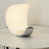 White Half-Moon Table Lamp Dimmable Metal Desk Lamp