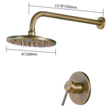 Brewst Round Rain Showerhead Only Wall Mount Shower System in Antique Brass Solid Brass