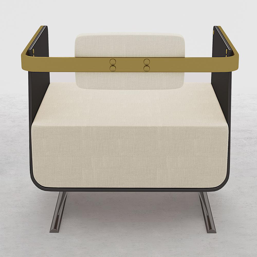 Black Modern Accent Chair Upholstered Cotton & Linen Accent Chair