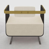 Black Modern Accent Chair Upholstered Cotton & Linen Accent Chair