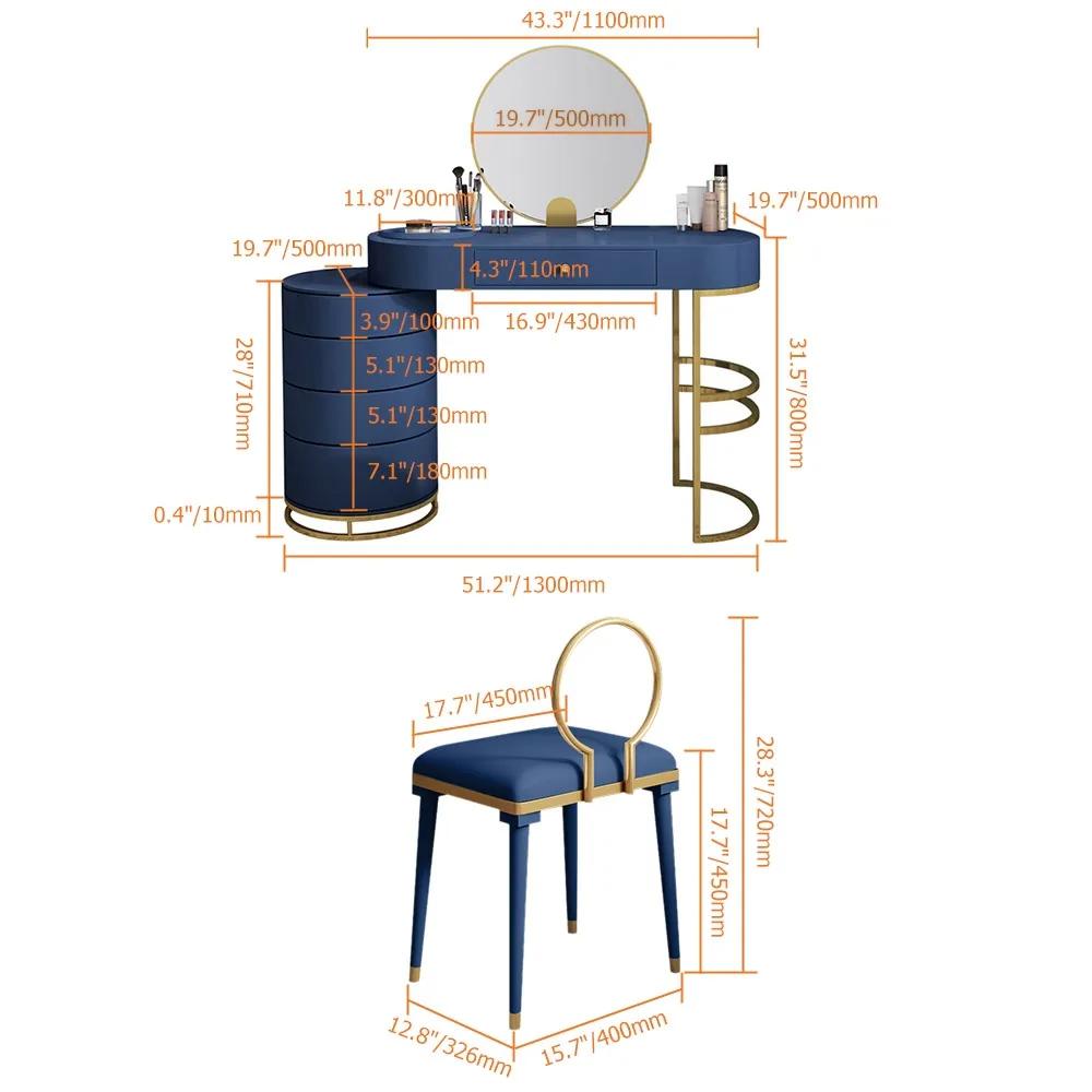 White Makeup Vanity Dressing Table with Swivel Cabinet Mirror & Stool Included