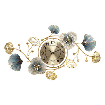 3D Light Luxury Creative Metal Ginkgo Leaves Artistic Wall Clock Home Decor Art