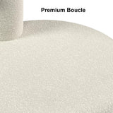 Modern White Boucle Vanity Stool with Round Seat & Back Bedroom Vanity Chair
