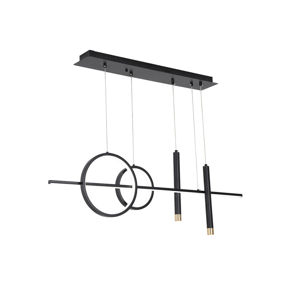 Geometric Dimmable Kitchen Island Light Metal Pendant Light in Black