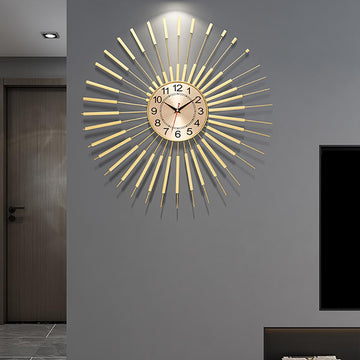24" Modern Oversized Golden Wall Clock with Helical Shape Metal Frame